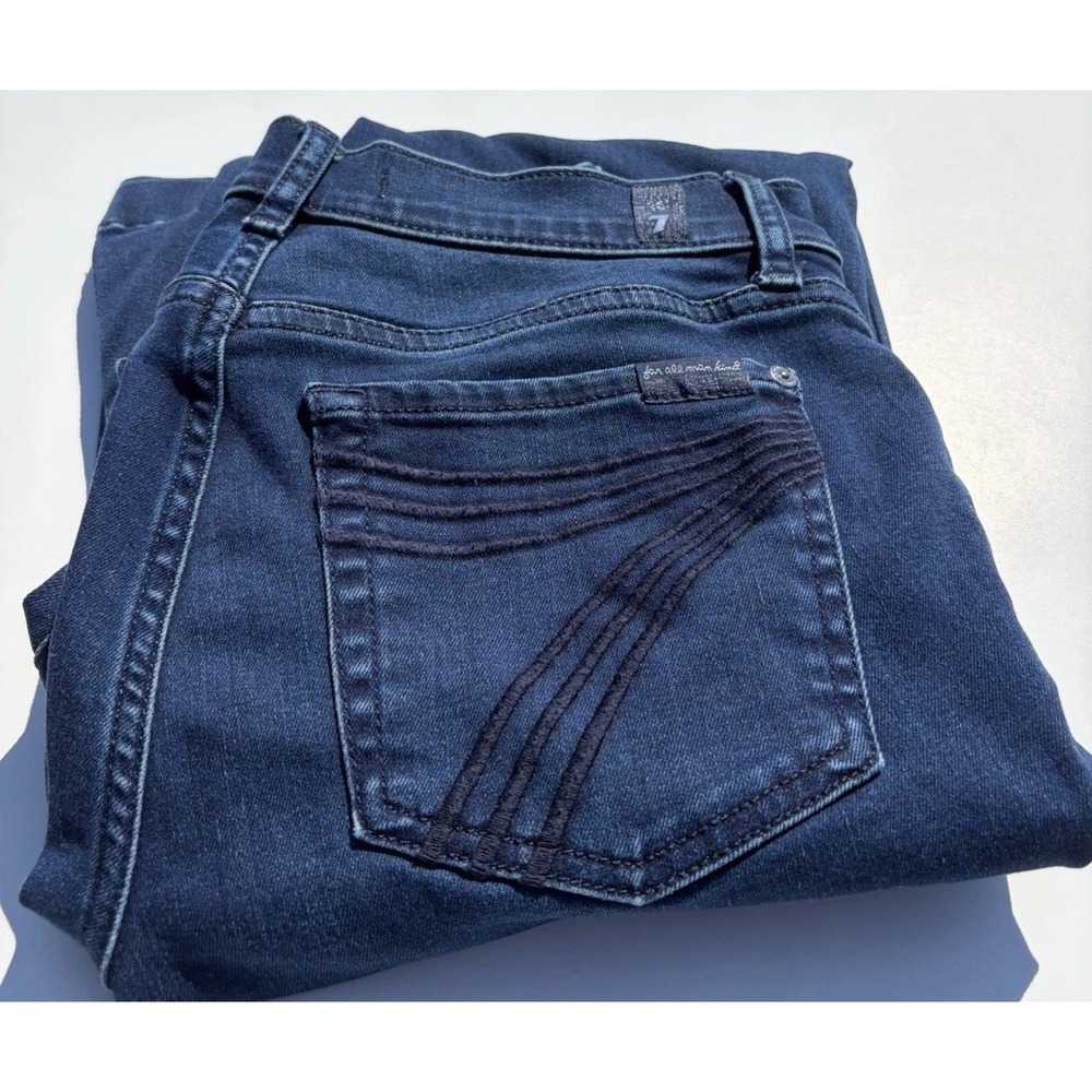 7 For All Man Kind Jeans Dojo Women's 26 Dark Wash Santiago Boot Cut Blue Black